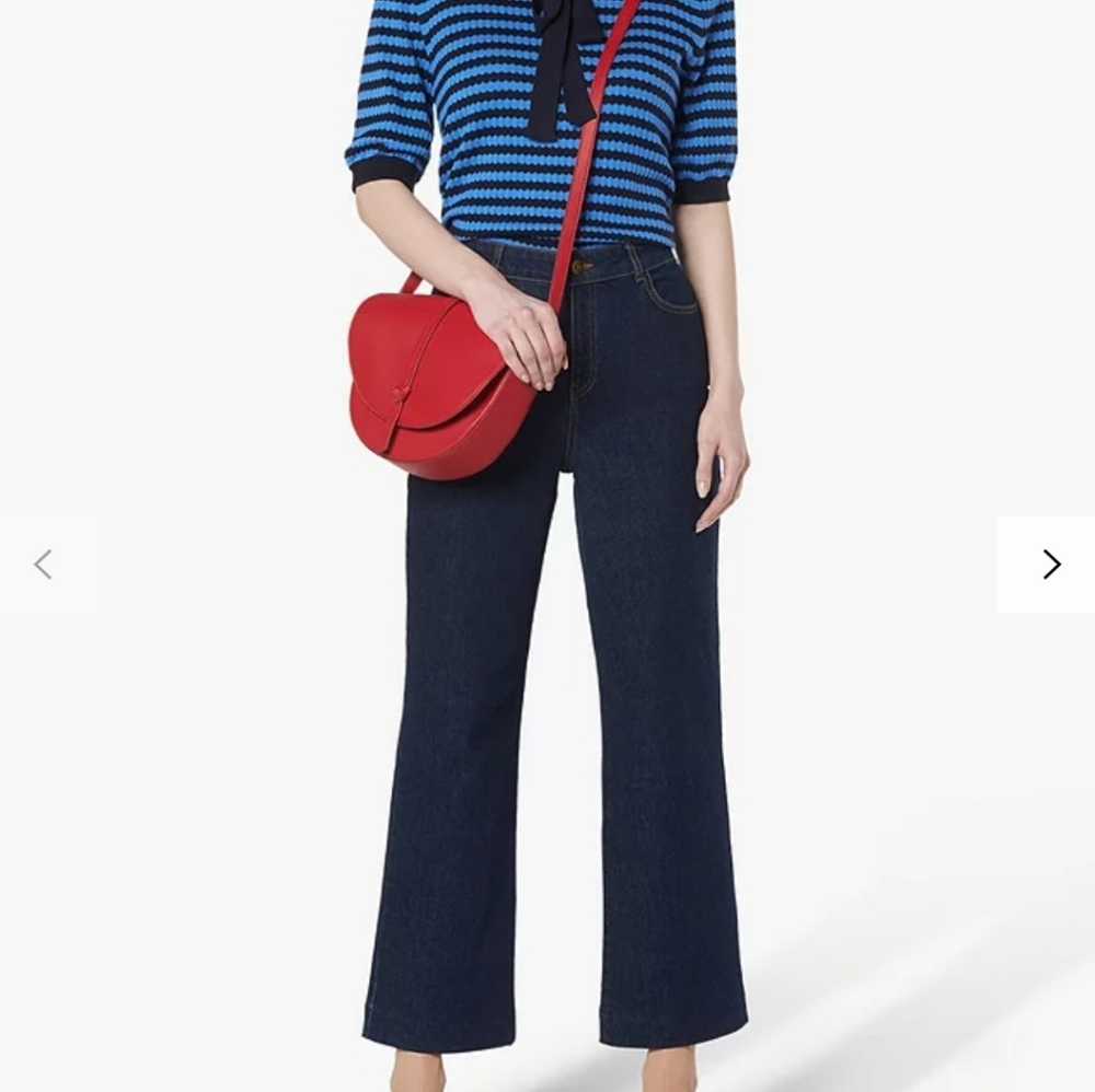 NWT L.K.Bennett Agatha Wide Leg Indigo Blue Dark Wash Trouser Jean Size 14